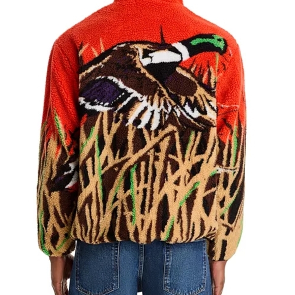 MARKET Duck Printed Multicolor Graphic Full Zip Sherpa Fleece Medium - Picture 2 of 9
